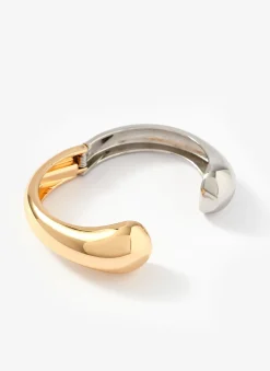 Gold and Silver Tone Mixed Metal Clasp Cuff