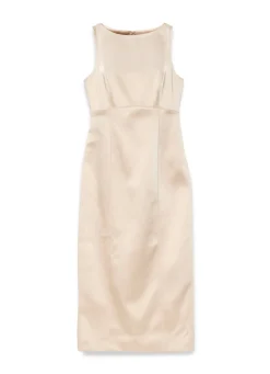 Gold Satin Midi Shift Dress