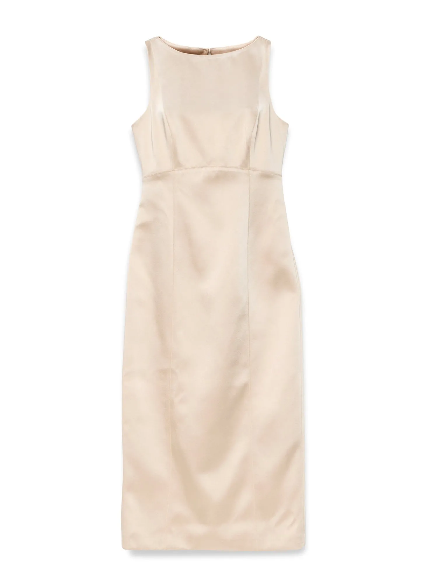 Gold Satin Midi Shift Dress