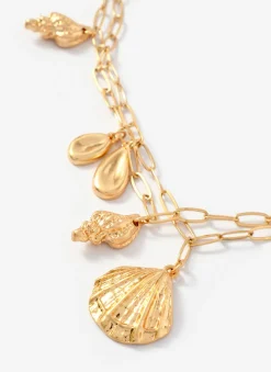 Gold Tone Double Layered Charm Necklace