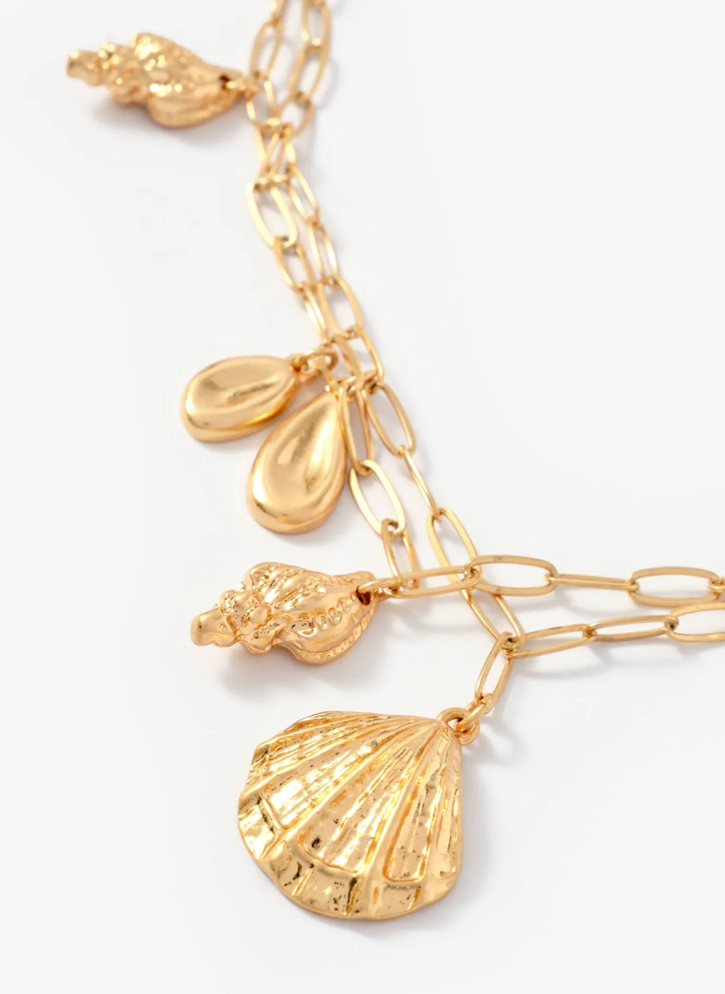 Gold Tone Double Layered Charm Necklace