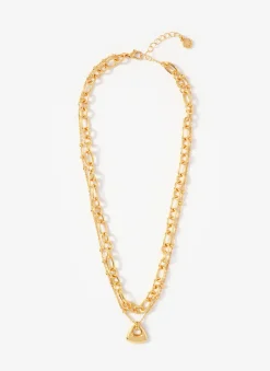 Gold Tone Double Layered Chain Necklace