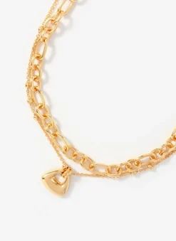 Gold Tone Double Layered Chain Necklace