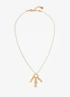 Gold Tone Fish Charm Necklace