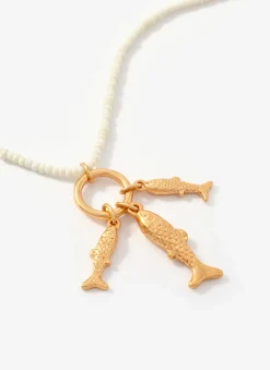 Gold Tone Fish Charm Necklace