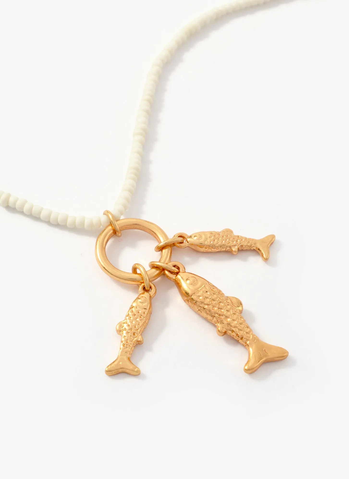 Gold Tone Fish Charm Necklace