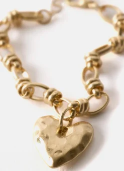 Gold Tone Heart Charm Bracelet