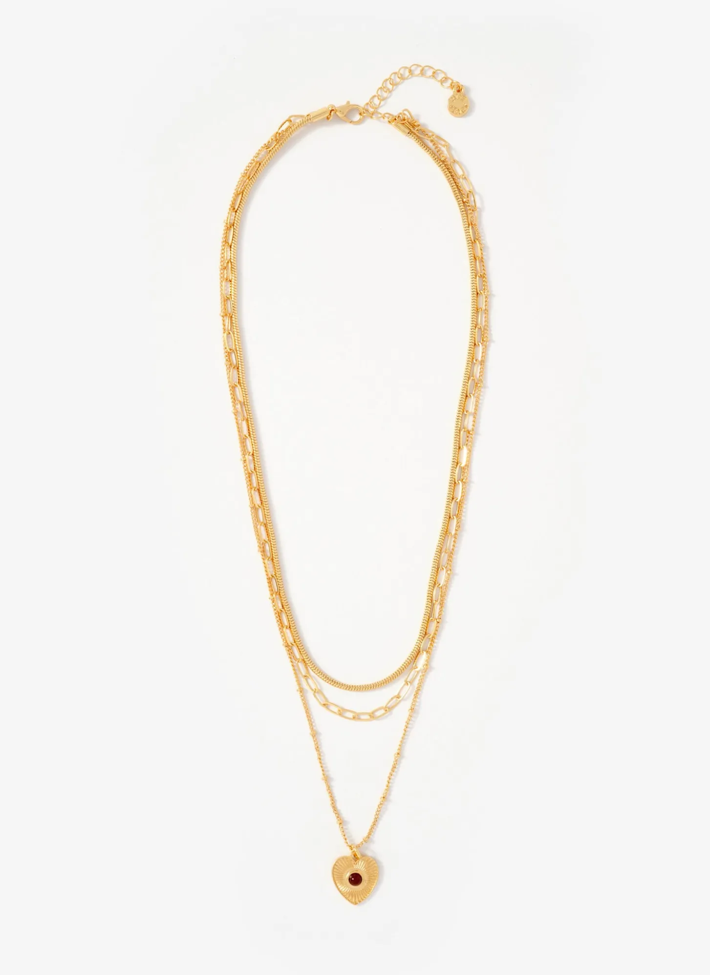 Gold Tone Layered Heart Necklace