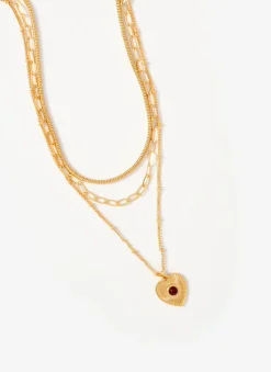 Gold Tone Layered Heart Necklace