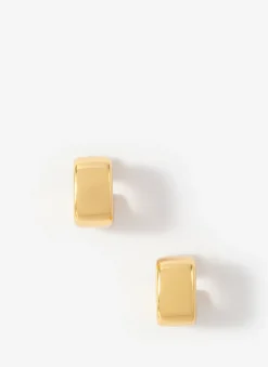 Gold Tone Mini Rounded Square Hoop Earrings