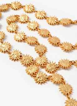 Gold Tone Mini Sun Charm Pendant Necklace