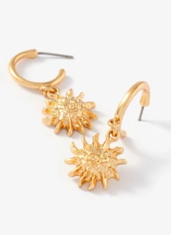 Gold Tone Mini Sun Earrings