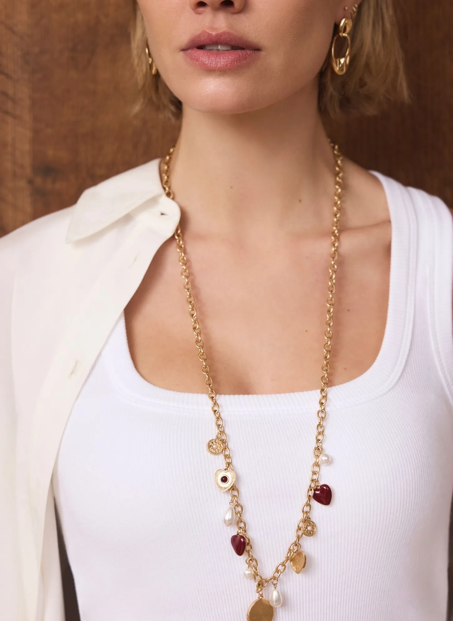 Gold Tone Multi Charm Necklace