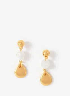 Gold Tone Pearl Drop Earrings