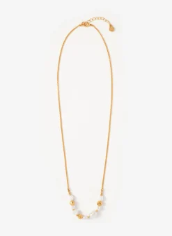 Gold Tone Pearl Long Necklace