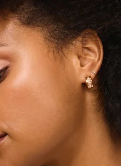 Gold Tone Pearl Mini Hoop Earrings