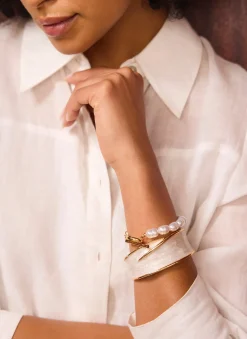 Gold Tone Pearlescent Bangle