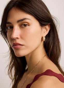 Gold Tone Pearlescent Mini Hoops