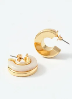 Gold Tone Pearlescent Mini Hoops