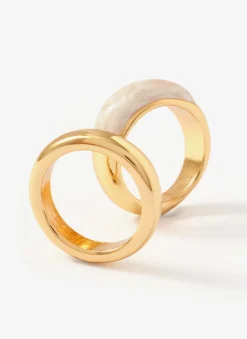 Gold Tone Pearlescent Ring Set