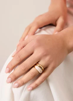 Gold Tone Pearlescent Ring Set