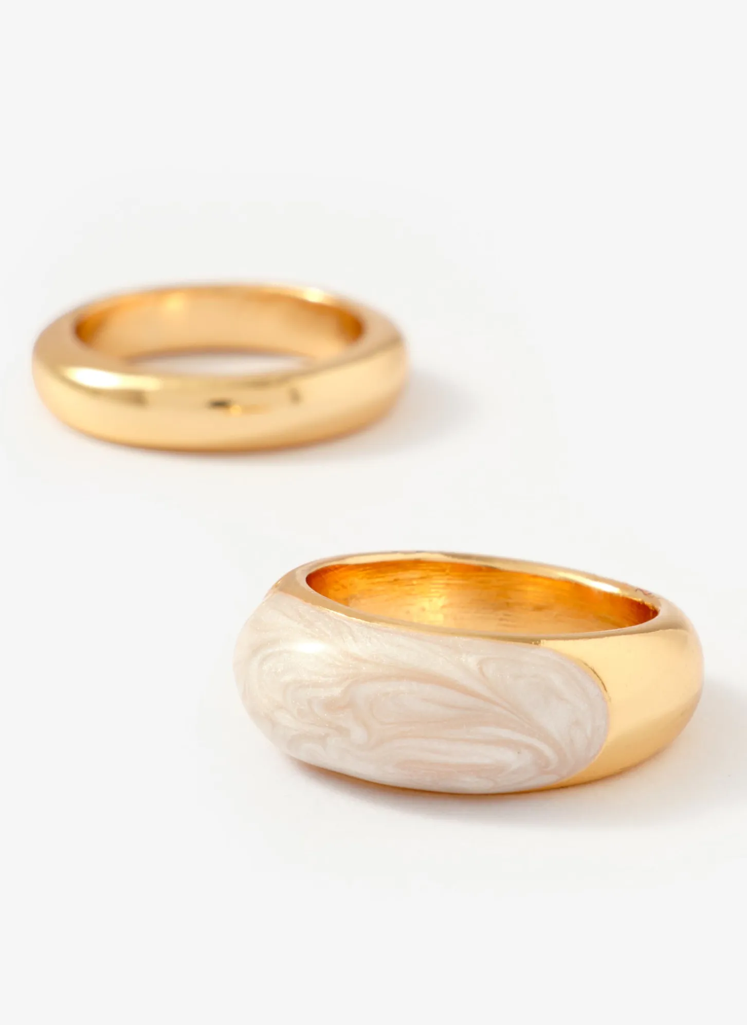 Gold Tone Pearlescent Ring Set