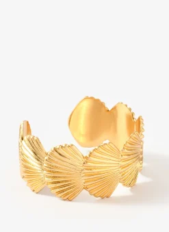 Gold Tone Shell Open Cuff