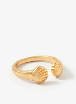 Gold Tone Shell Ring Set