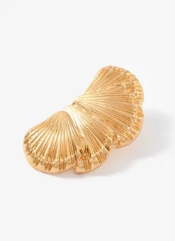 Gold Tone Shell Statement Earrings