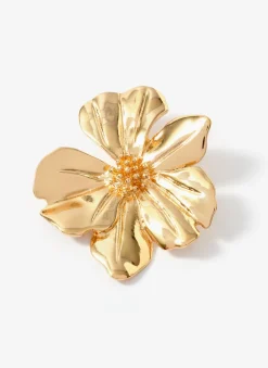 Gold Tone Statement Flower Earrings