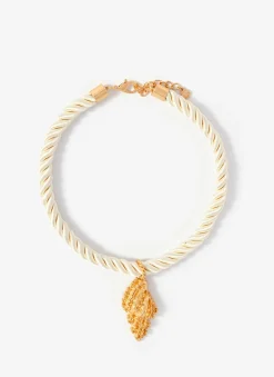 Gold Tone Statement Shell Rope Necklace