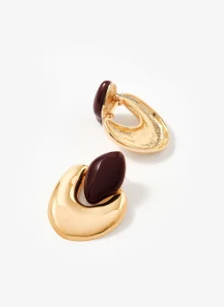 Gold Tone Stone Detail Earrings