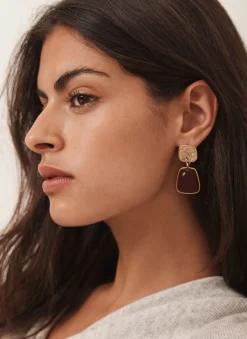 Gold Tone Stone Earrings
