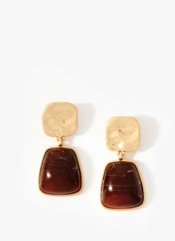 Gold Tone Stone Earrings