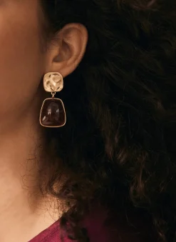 Gold Tone Stone Earrings