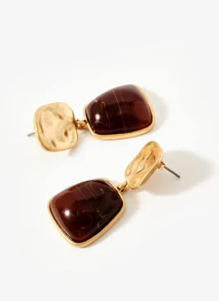 Gold Tone Stone Earrings