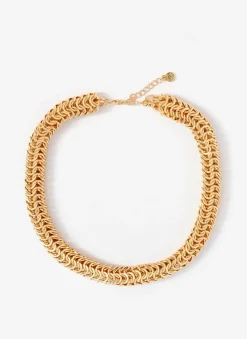 Gold Tone Textured Chain Necklace
