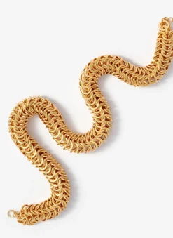 Gold Tone Textured Chain Necklace
