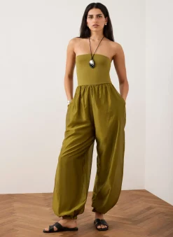 Green Bandeau Balloon Jumpsuit