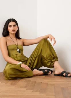 Green Bandeau Balloon Jumpsuit