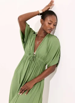 Green Cotton Beach Maxi Dress