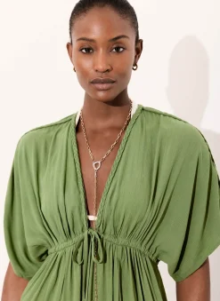 Green Cotton Beach Maxi Dress