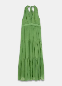 Green Cotton Halter Maxi Dress