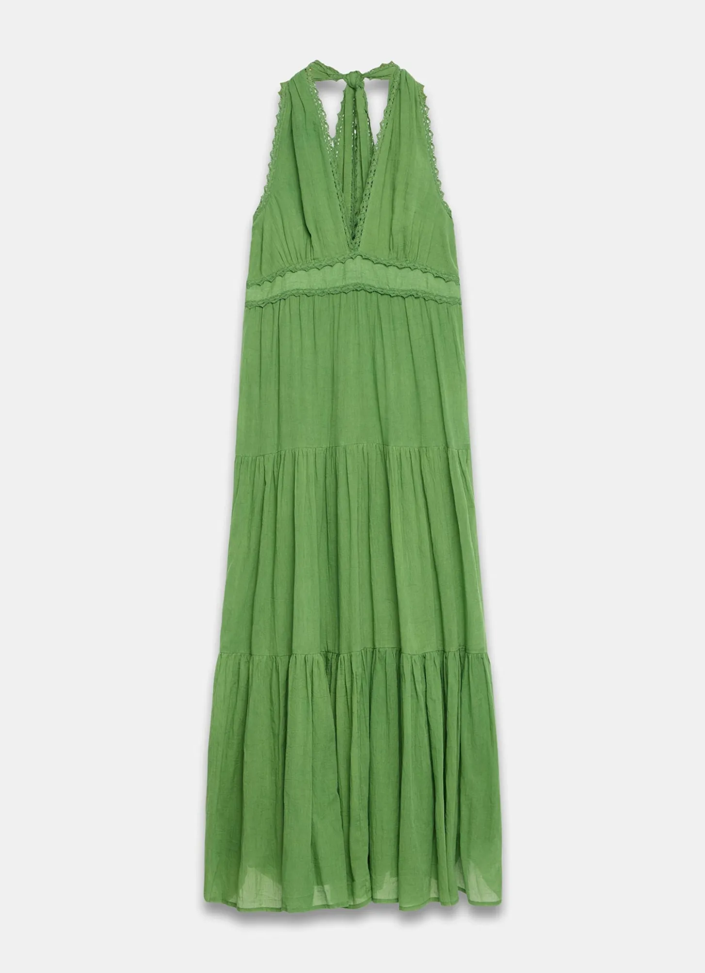 Green Cotton Halter Maxi Dress