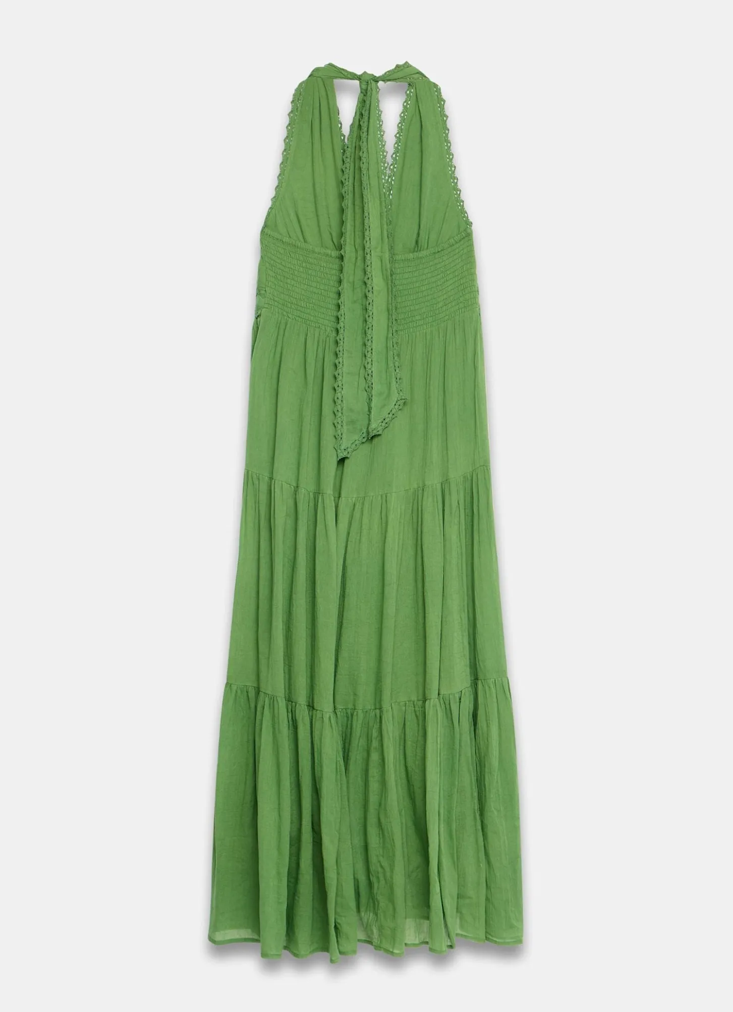 Green Cotton Halter Maxi Dress