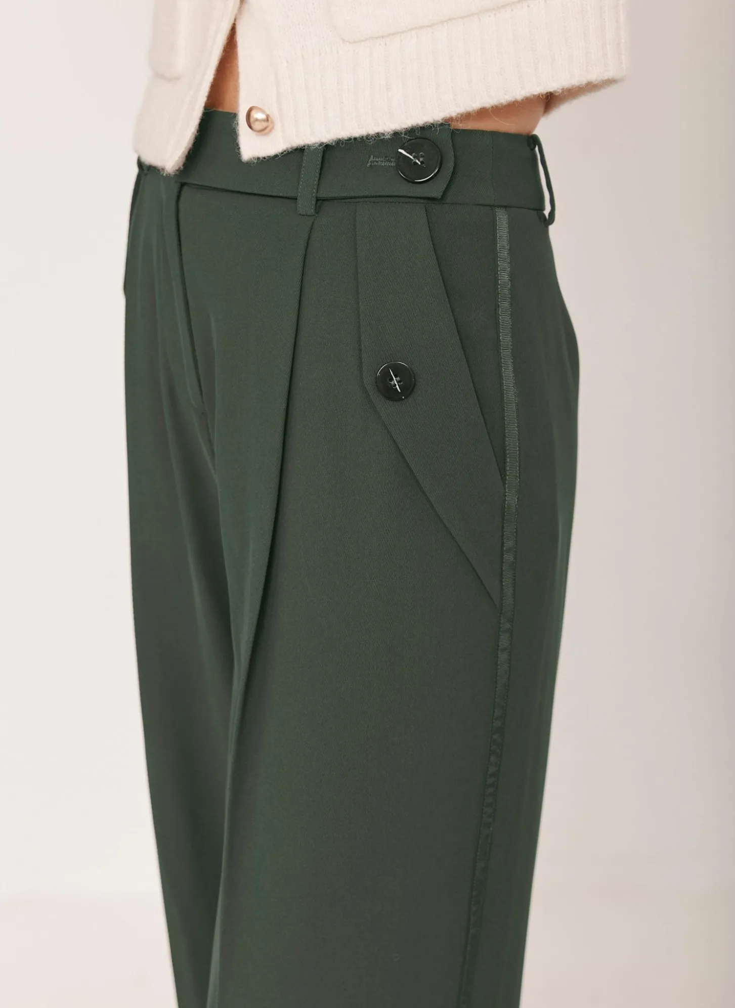 Green Tailored Wide Trousers
