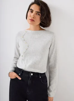 Grey Button Detail Knit Top