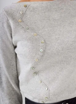 Grey Button Detail Knit Top