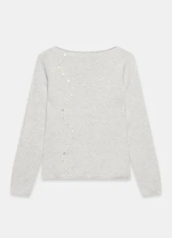Grey Button Detail Knit Top