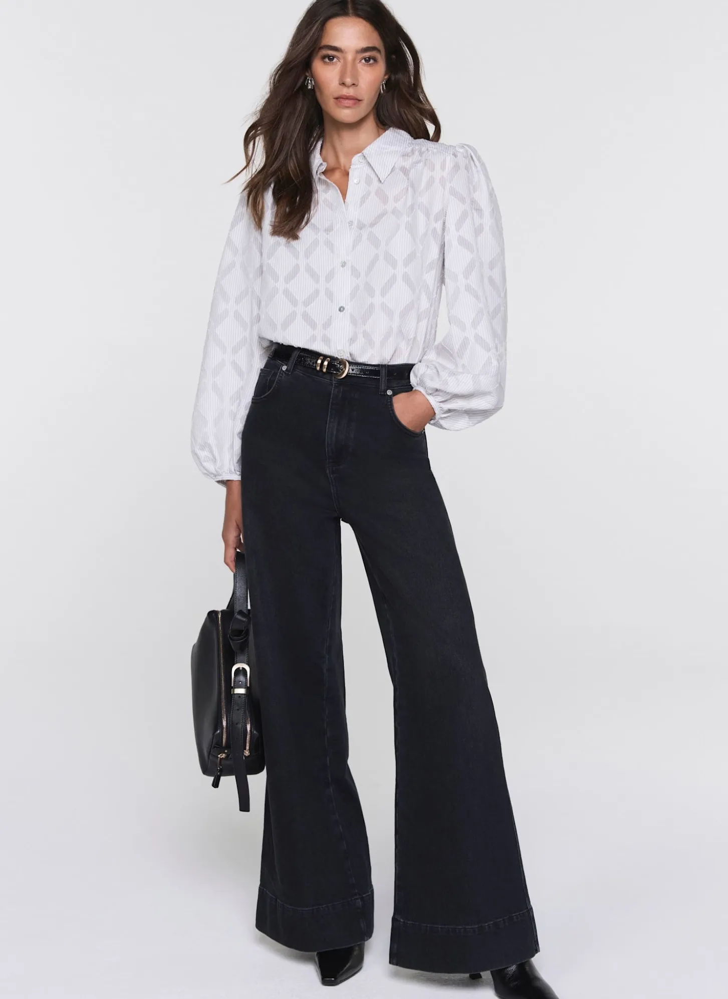 Grey Diamond Striped Jacquard Shirt